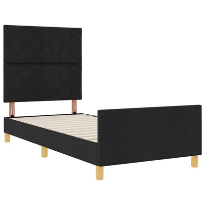 Rám Postele S Čelo Černá 100 X 200 Cm Textil