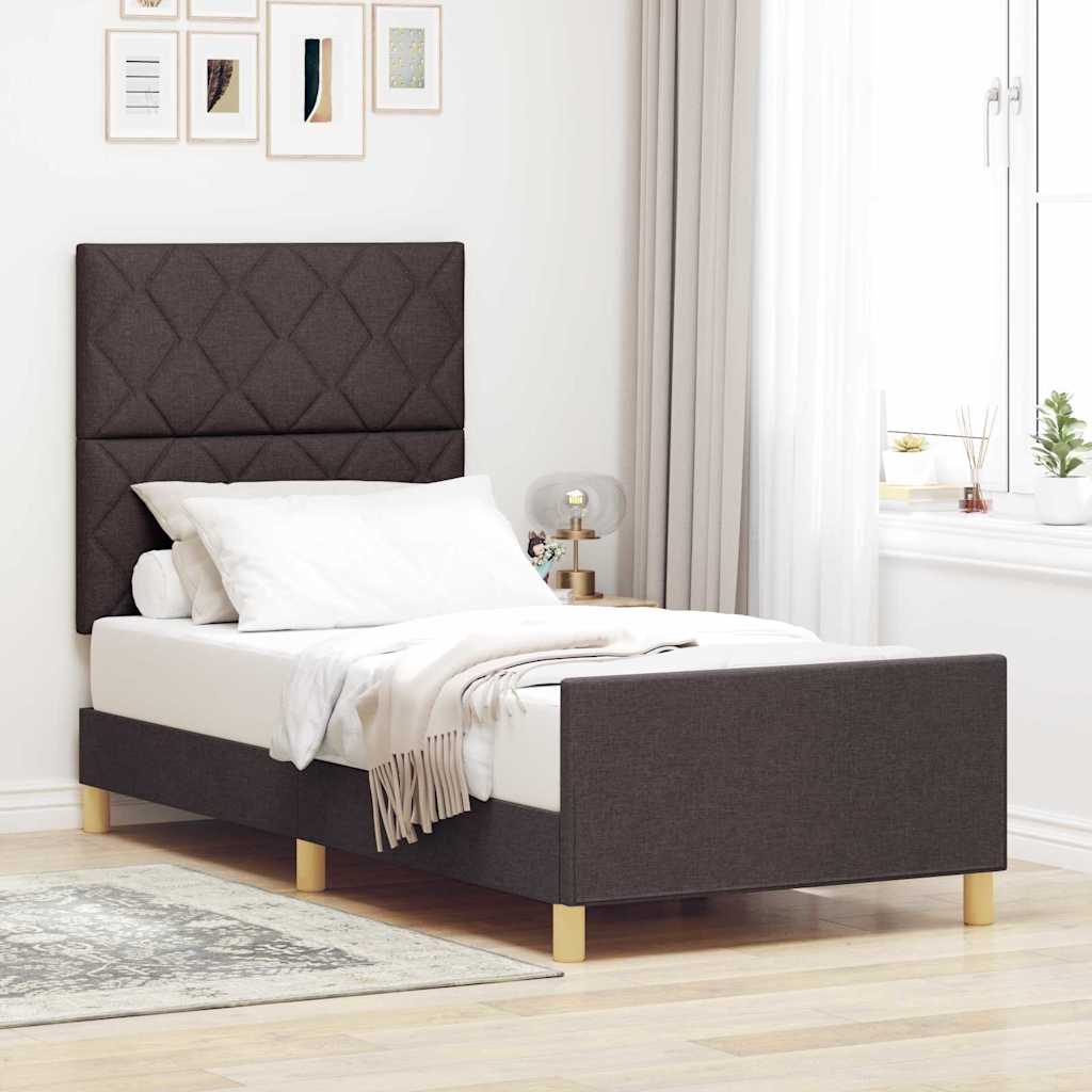Rám Postele S Čelo Tmavě Hnědá 100 X 200 Cm Textil