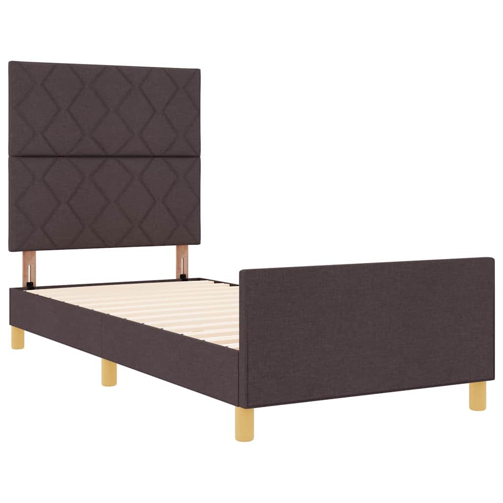 Rám Postele S Čelo Tmavě Hnědá 100 X 200 Cm Textil