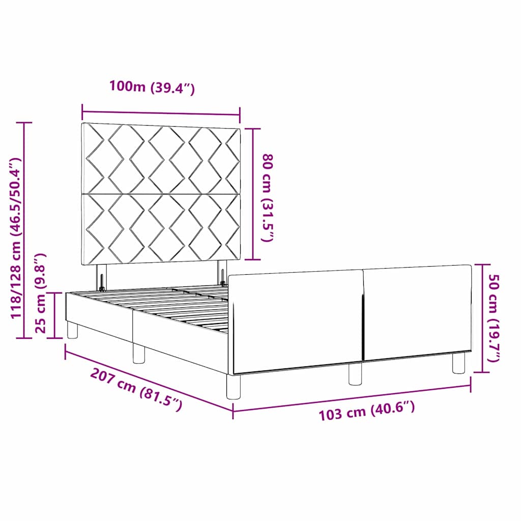 Rám Postele S Čelo Krémová 100 X 200 Cm Textil