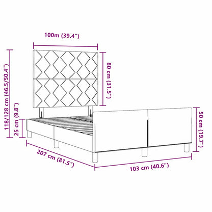 Rám Postele S Čelo Krémová 100 X 200 Cm Textil
