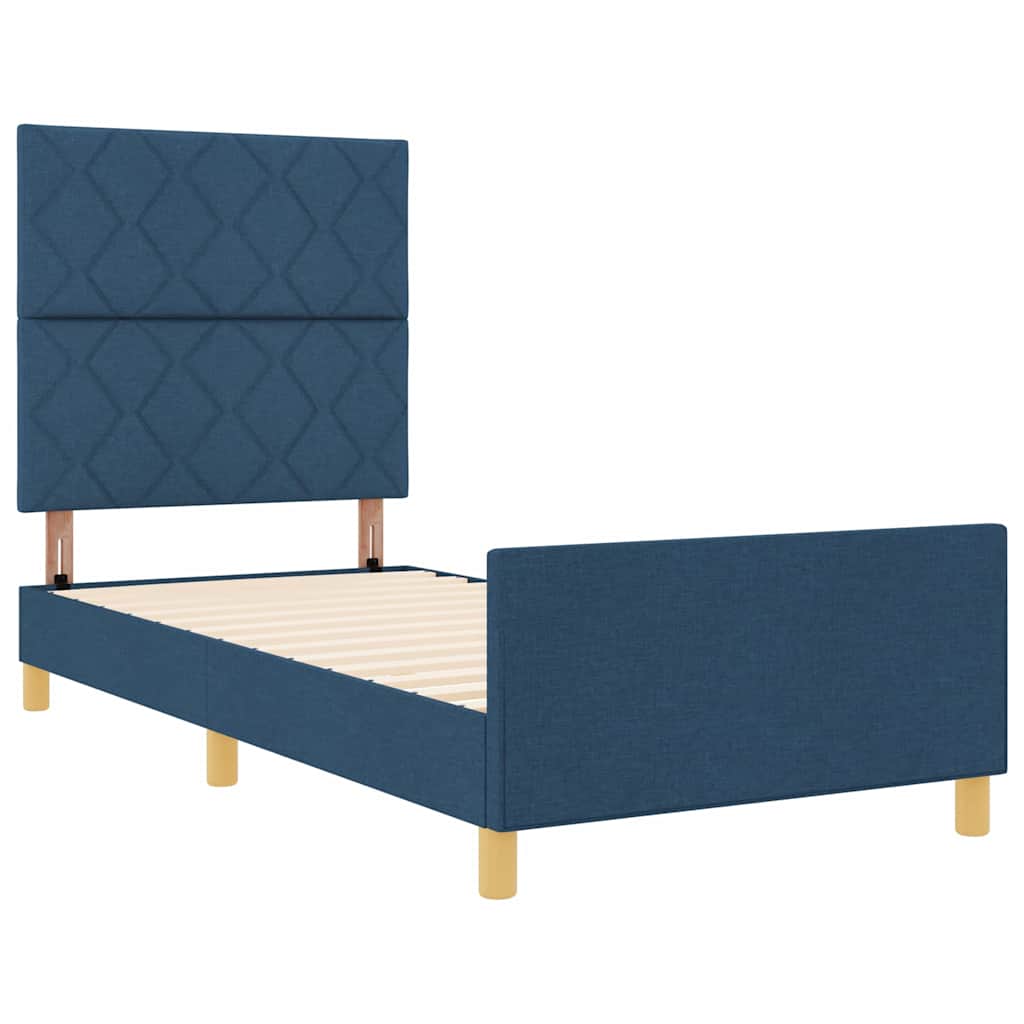 Rám Postele S Čelo Modrá 100 X 200 Cm Textil