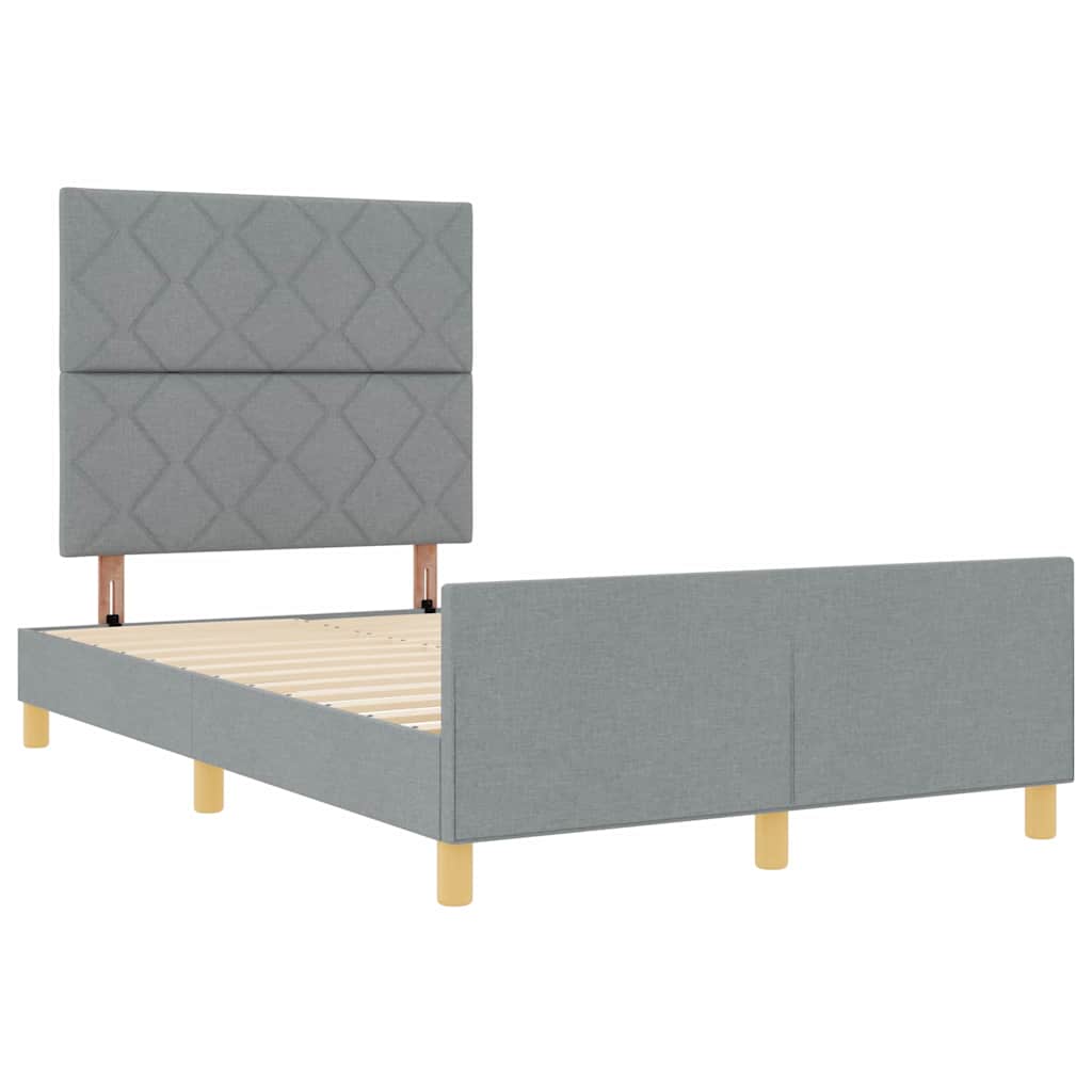 Rám Postele S Čelo Světle Šedá 120 X 190 Cm Textil