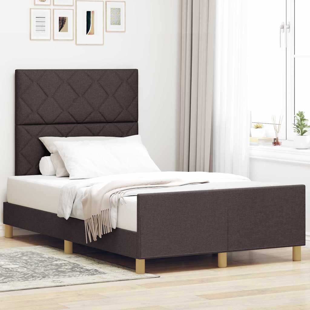 Rám Postele S Čelo Tmavě Hnědá 120 X 190 Cm Textil