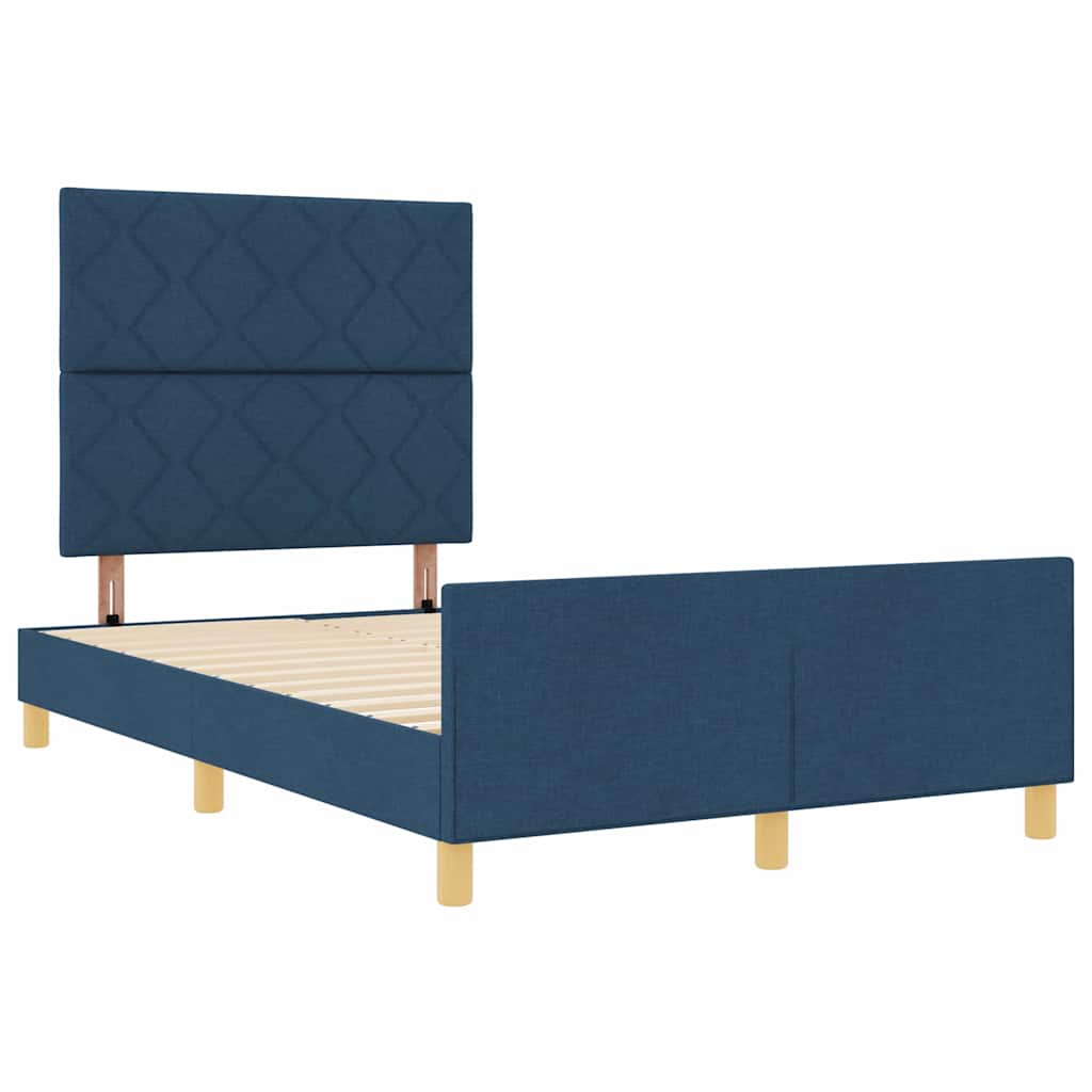 Rám Postele S Čelo Modrá 120 X 190 Cm Textil
