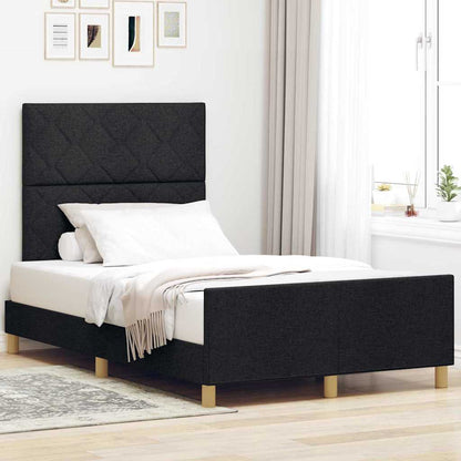 Rám Postele S Čelo Černá 120 X 200 Cm Textil