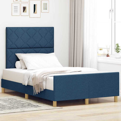 Rám Postele S Čelo Modrá 120 X 200 Cm Textil