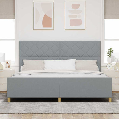 Rám Postele S Čelo Světle Šedá 200 X 200 Cm Textil