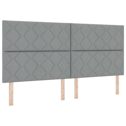Rám Postele S Čelo Světle Šedá 200 X 200 Cm Textil