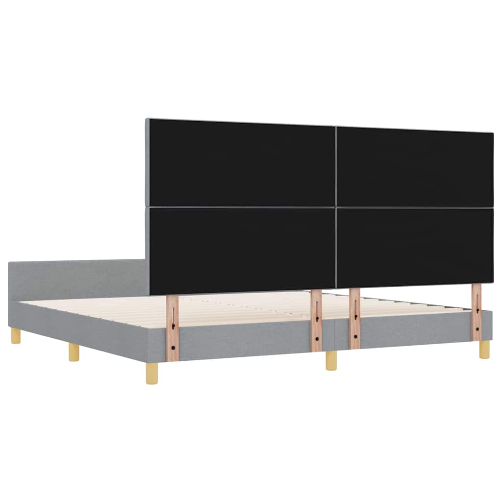 Rám Postele S Čelo Světle Šedá 200 X 200 Cm Textil