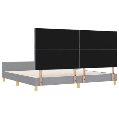 Rám Postele S Čelo Světle Šedá 200 X 200 Cm Textil