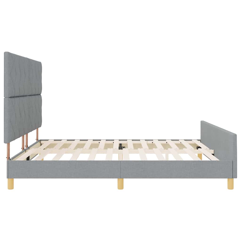 Rám Postele S Čelo Světle Šedá 200 X 200 Cm Textil