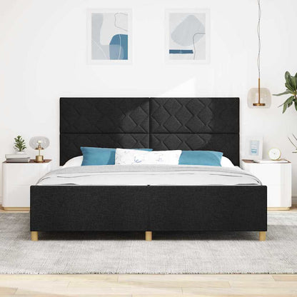 Rám Postele S Čelo Černá 200 X 200 Cm Textil