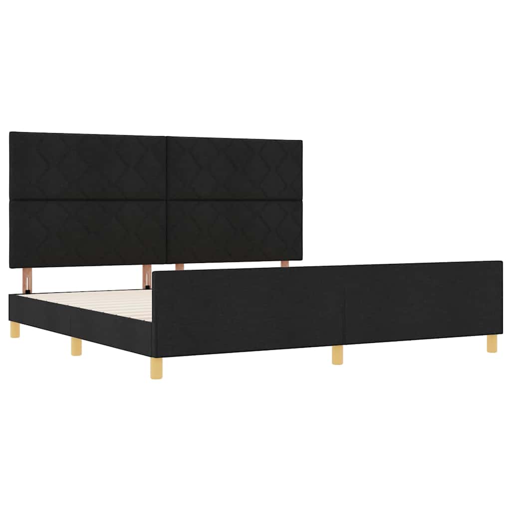 Rám Postele S Čelo Černá 200 X 200 Cm Textil