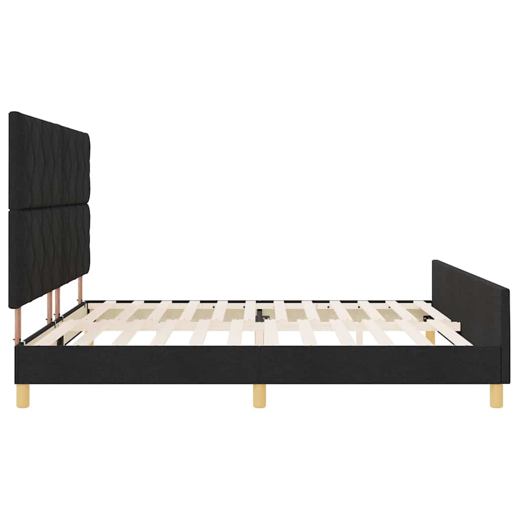 Rám Postele S Čelo Černá 200 X 200 Cm Textil