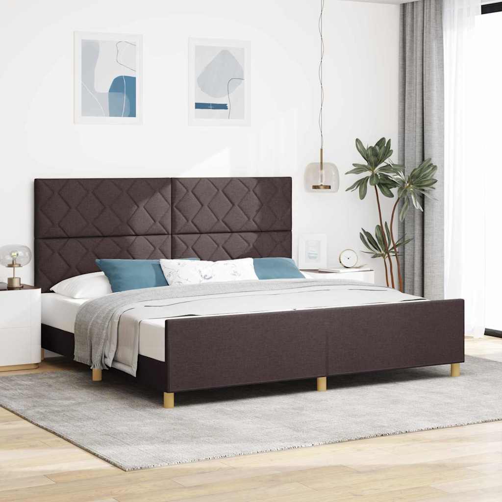 Rám Postele S Čelo Tmavě Hnědá 200 X 200 Cm Textil