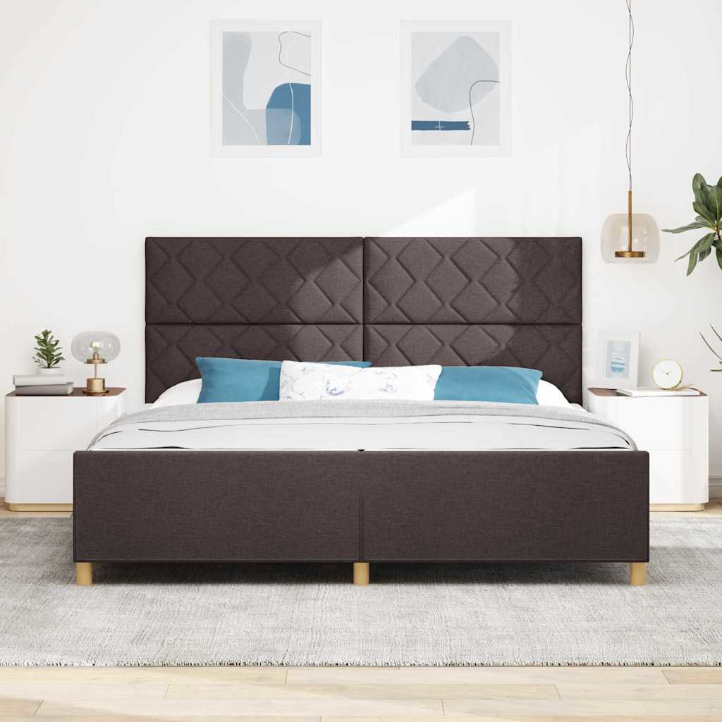 Rám Postele S Čelo Tmavě Hnědá 200 X 200 Cm Textil