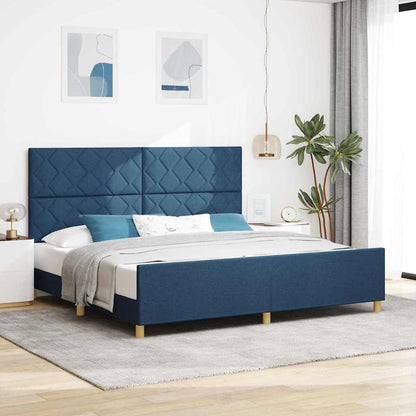 Rám Postele S Čelo Modrá 200 X 200 Cm Textil