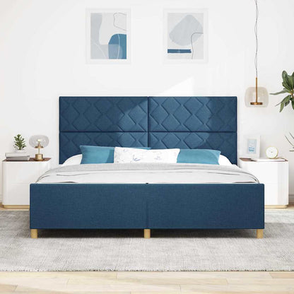 Rám Postele S Čelo Modrá 200 X 200 Cm Textil