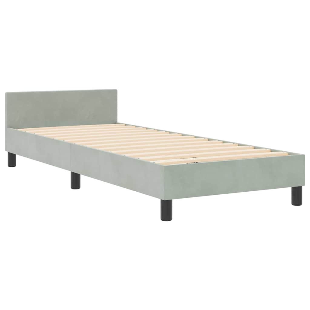 Postel S Boxspringem S Čelo Světle Šedá 80 X 200 Cm Samet