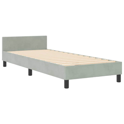 Postel S Boxspringem S Čelo Světle Šedá 80 X 200 Cm Samet
