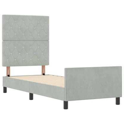 Postel S Boxspringem S Čelo Světle Šedá 80 X 200 Cm Samet