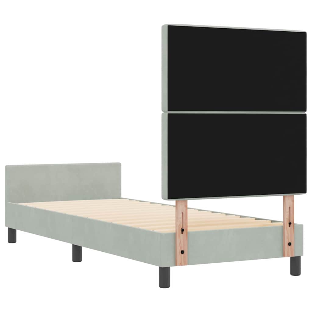Postel S Boxspringem S Čelo Světle Šedá 80 X 200 Cm Samet