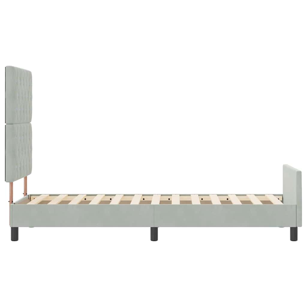 Postel S Boxspringem S Čelo Světle Šedá 80 X 200 Cm Samet