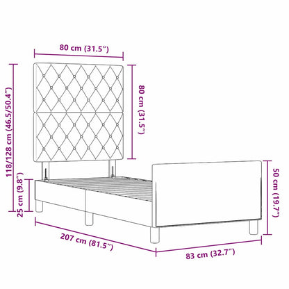 Postel S Boxspringem S Čelo Světle Šedá 80 X 200 Cm Samet