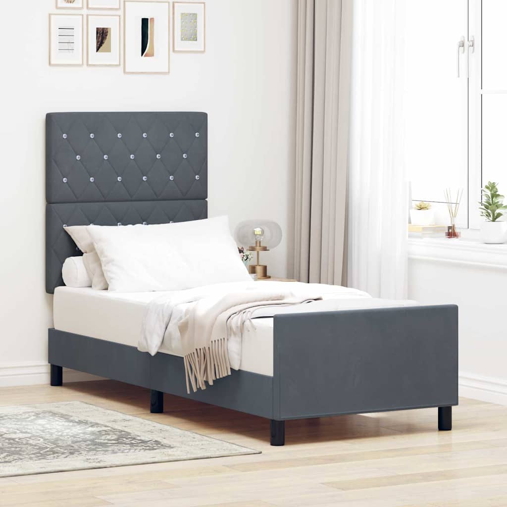 Postel S Boxspringem S Čelo Tmavě Šedá 80 X 200 Cm Samet