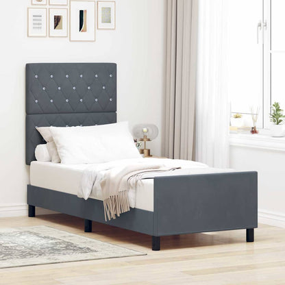 Postel S Boxspringem S Čelo Tmavě Šedá 80 X 200 Cm Samet