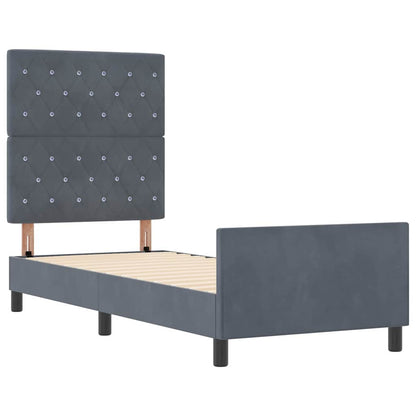 Postel S Boxspringem S Čelo Tmavě Šedá 80 X 200 Cm Samet