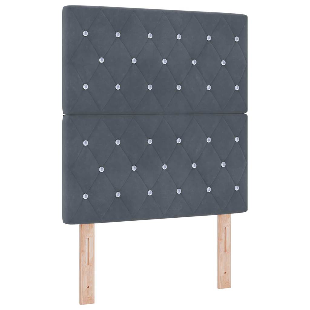Postel S Boxspringem S Čelo Tmavě Šedá 80 X 200 Cm Samet
