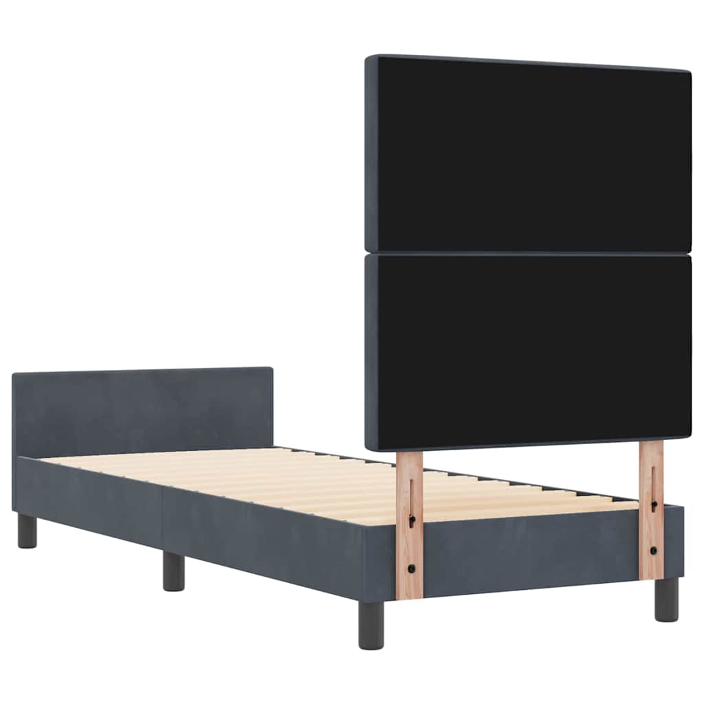 Postel S Boxspringem S Čelo Tmavě Šedá 80 X 200 Cm Samet