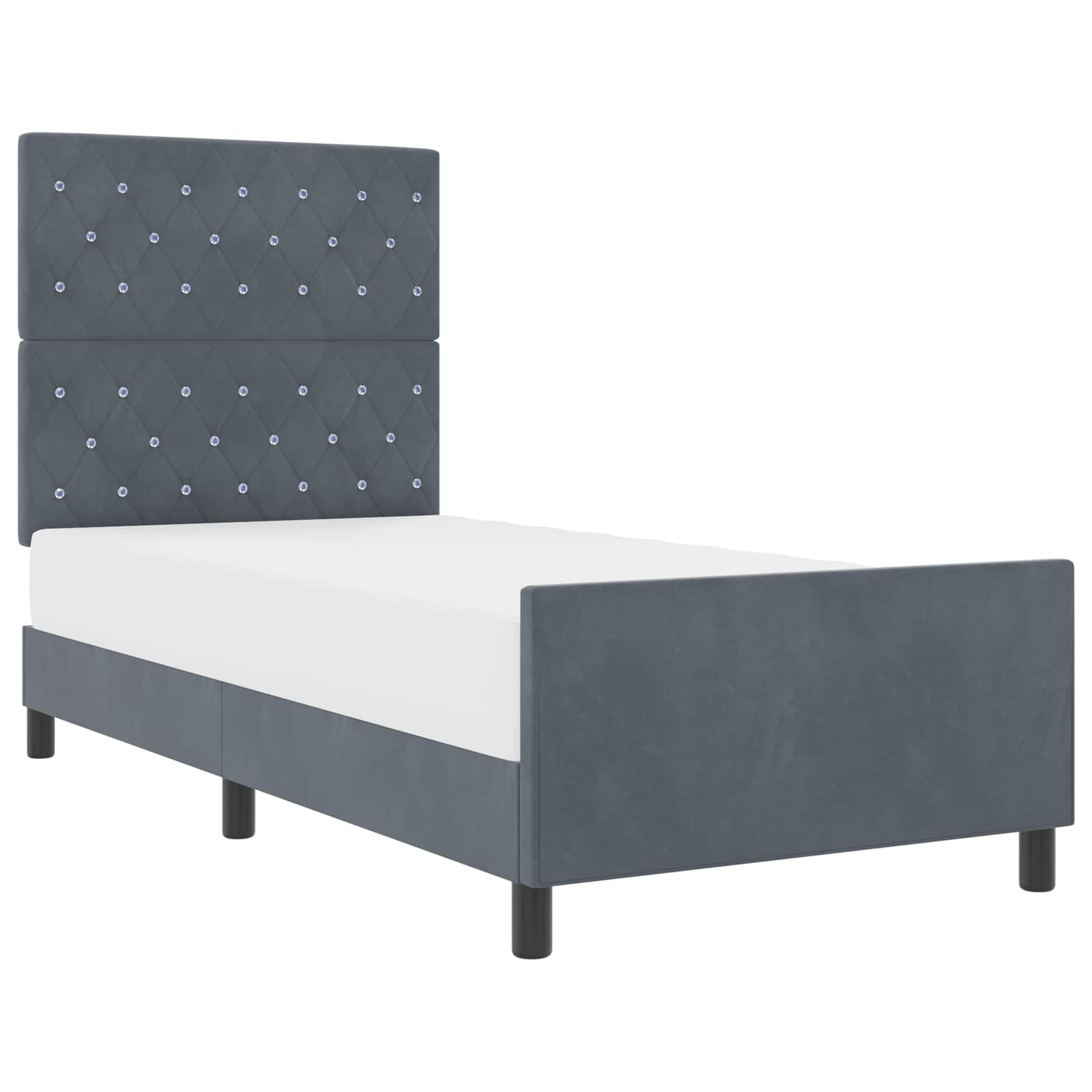 Postel S Boxspringem S Čelo Tmavě Šedá 90 X 190 Cm Samet