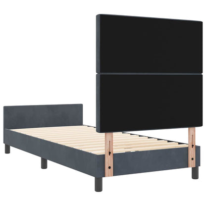 Postel S Boxspringem S Čelo Tmavě Šedá 90 X 190 Cm Samet