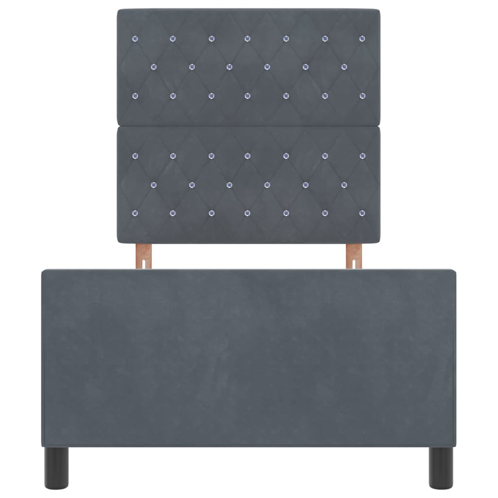 Postel S Boxspringem S Čelo Tmavě Šedá 90 X 190 Cm Samet