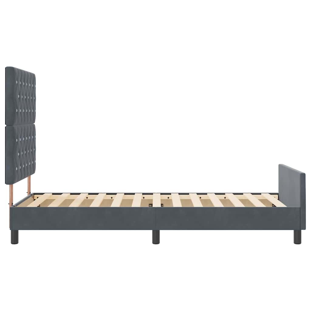 Postel S Boxspringem S Čelo Tmavě Šedá 90 X 190 Cm Samet
