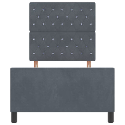 Postel S Boxspringem S Čelo Tmavě Šedá 90 X 200 Cm Samet