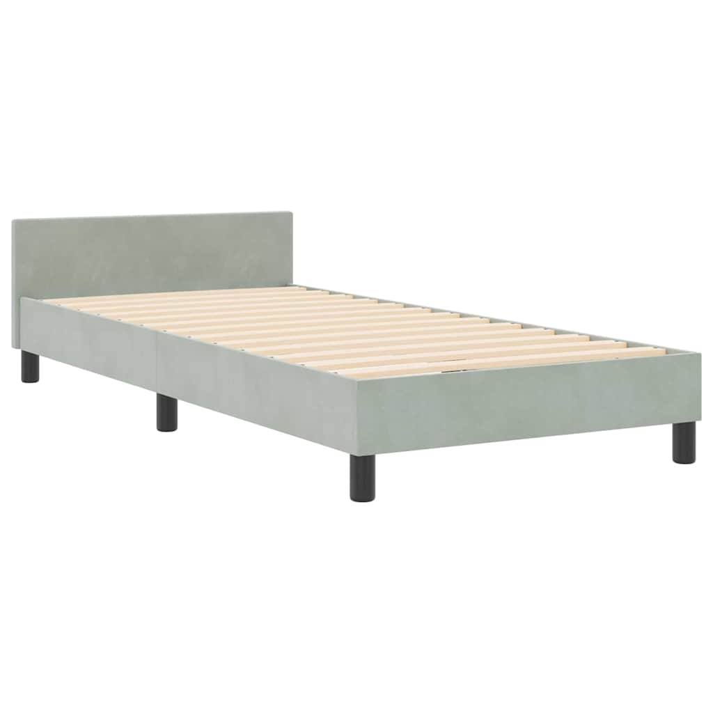 Postel S Boxspringem S Čelo Světle Šedá 100 X 200 Cm Samet