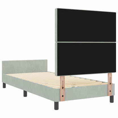 Postel S Boxspringem S Čelo Světle Šedá 100 X 200 Cm Samet
