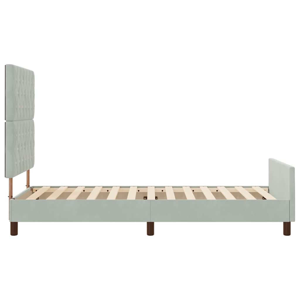 Postel S Boxspringem S Čelo Světle Šedá 100 X 200 Cm Samet