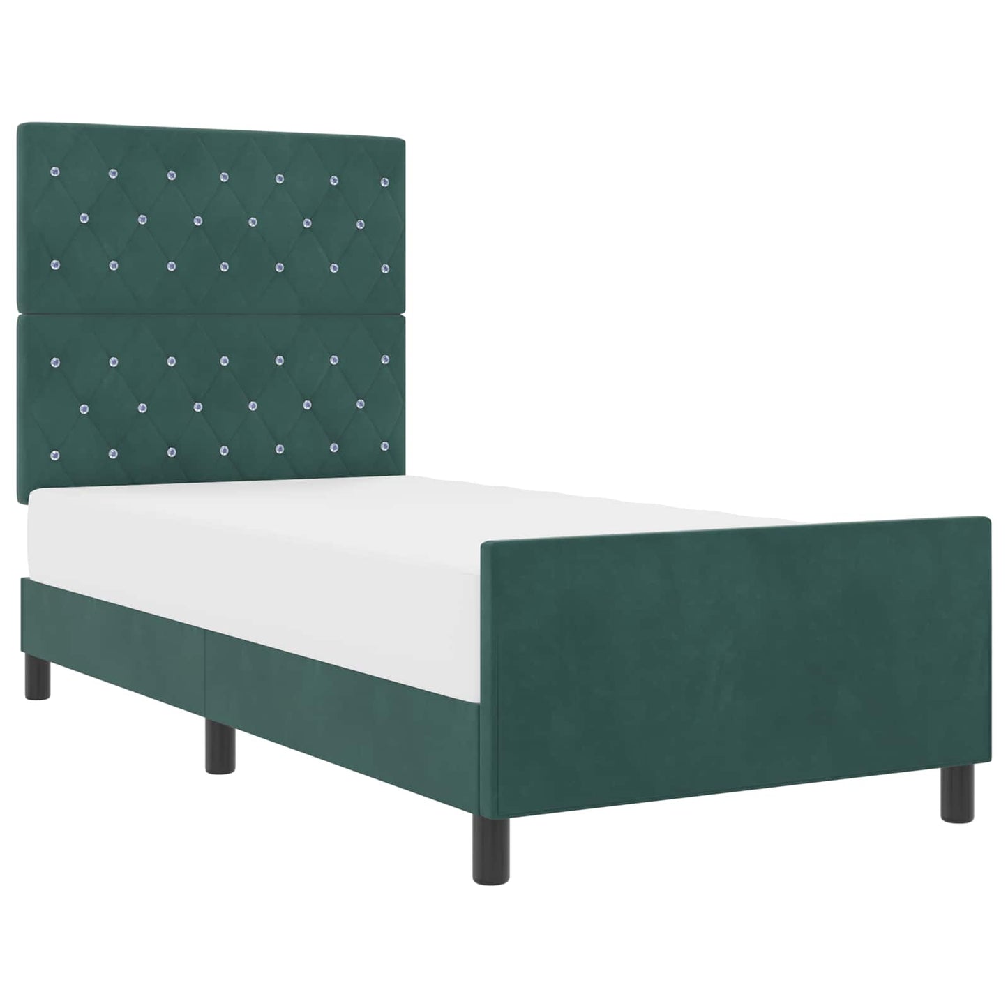 Postel S Boxspringem S Čelo Tmavě Zelená 100 X 200 Cm Samet