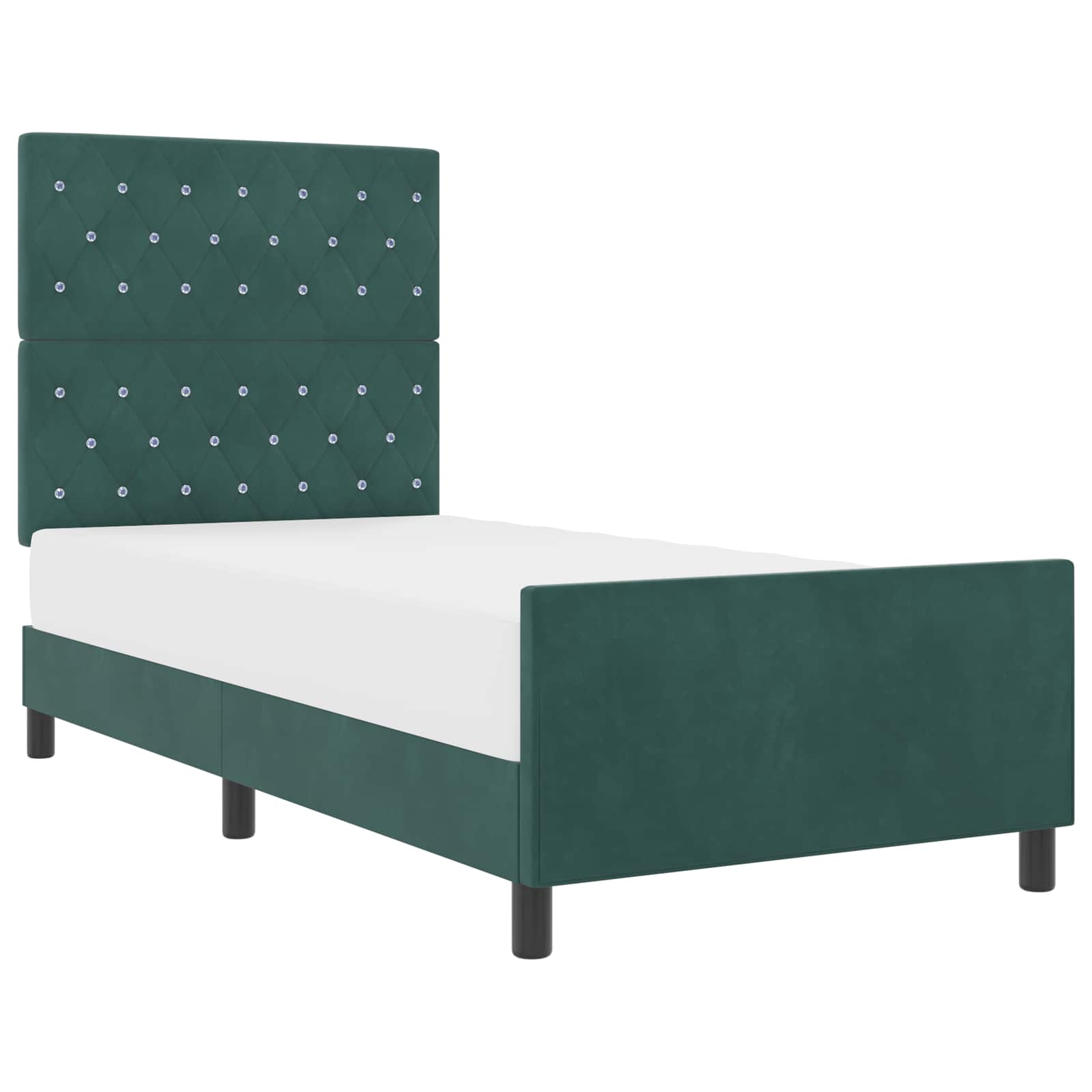 Postel S Boxspringem S Čelo Tmavě Zelená 100 X 200 Cm Samet