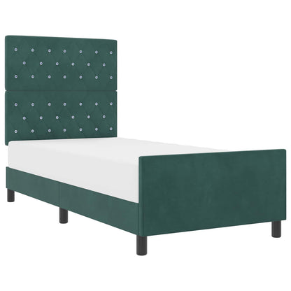 Postel S Boxspringem S Čelo Tmavě Zelená 100 X 200 Cm Samet