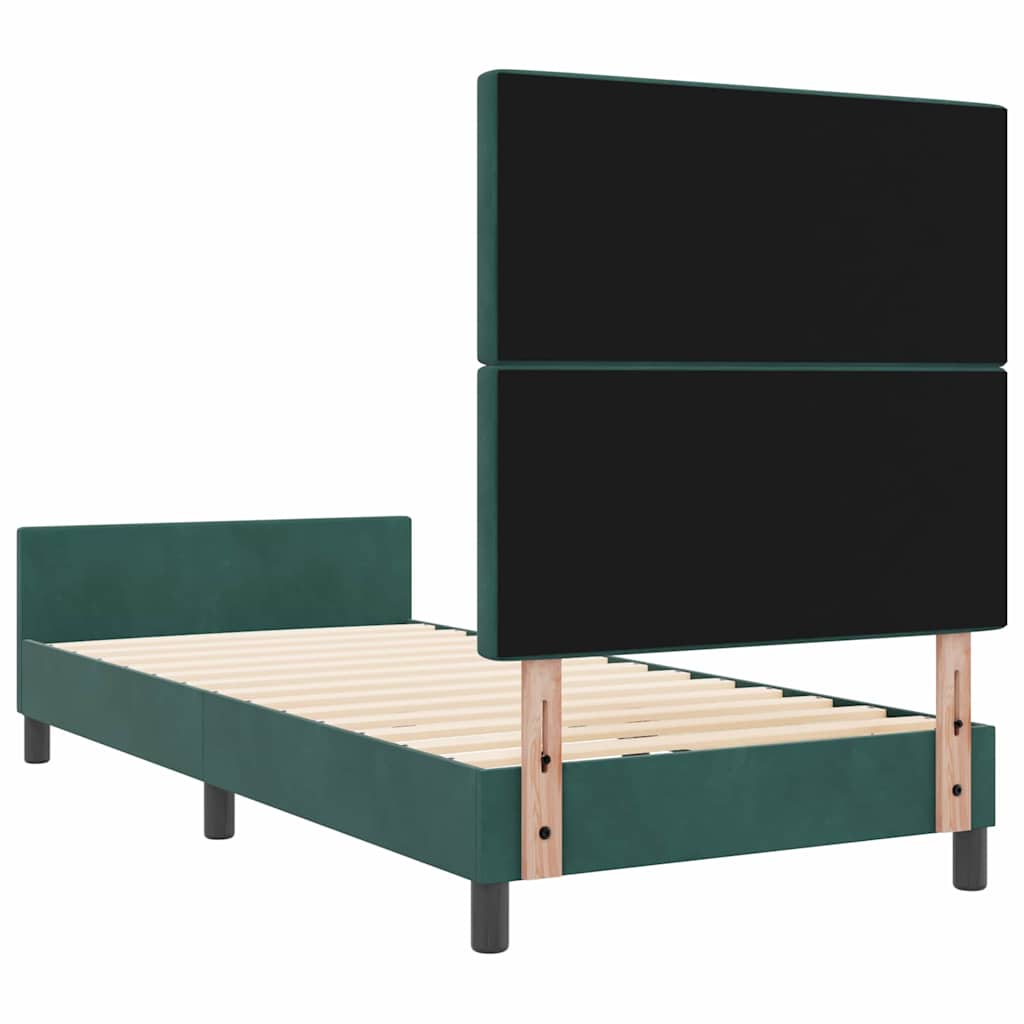 Postel S Boxspringem S Čelo Tmavě Zelená 100 X 200 Cm Samet