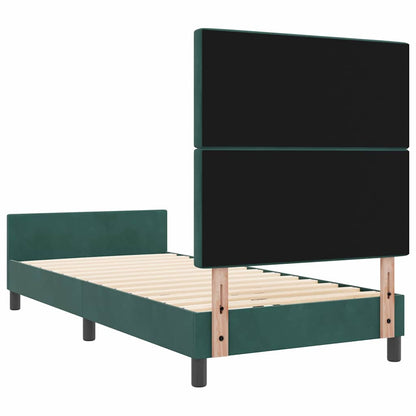 Postel S Boxspringem S Čelo Tmavě Zelená 100 X 200 Cm Samet