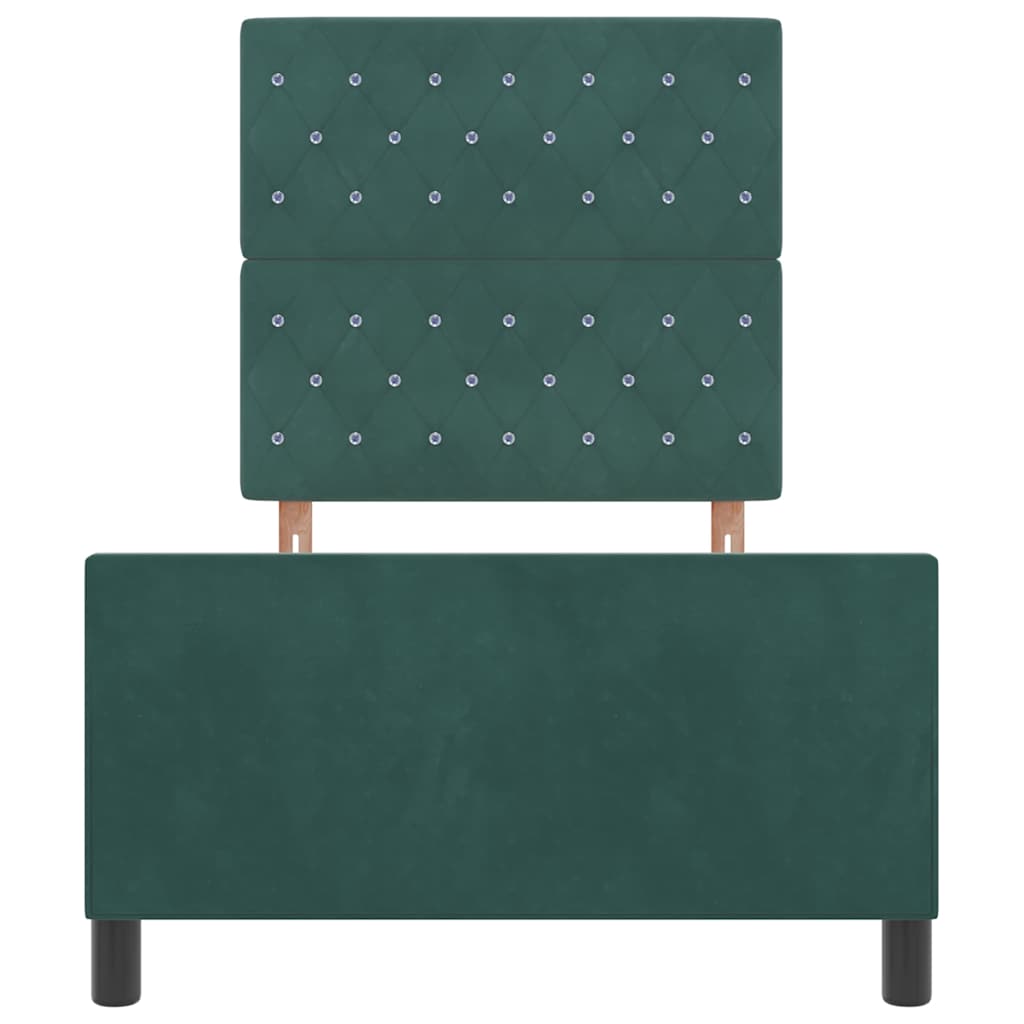 Postel S Boxspringem S Čelo Tmavě Zelená 100 X 200 Cm Samet