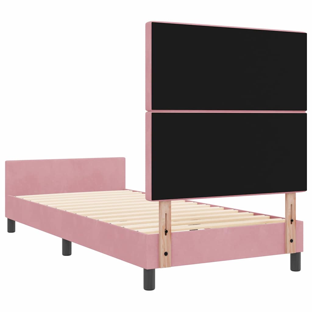 Postel S Boxspringem S Čelo Růžová 100 X 200 Cm Samet