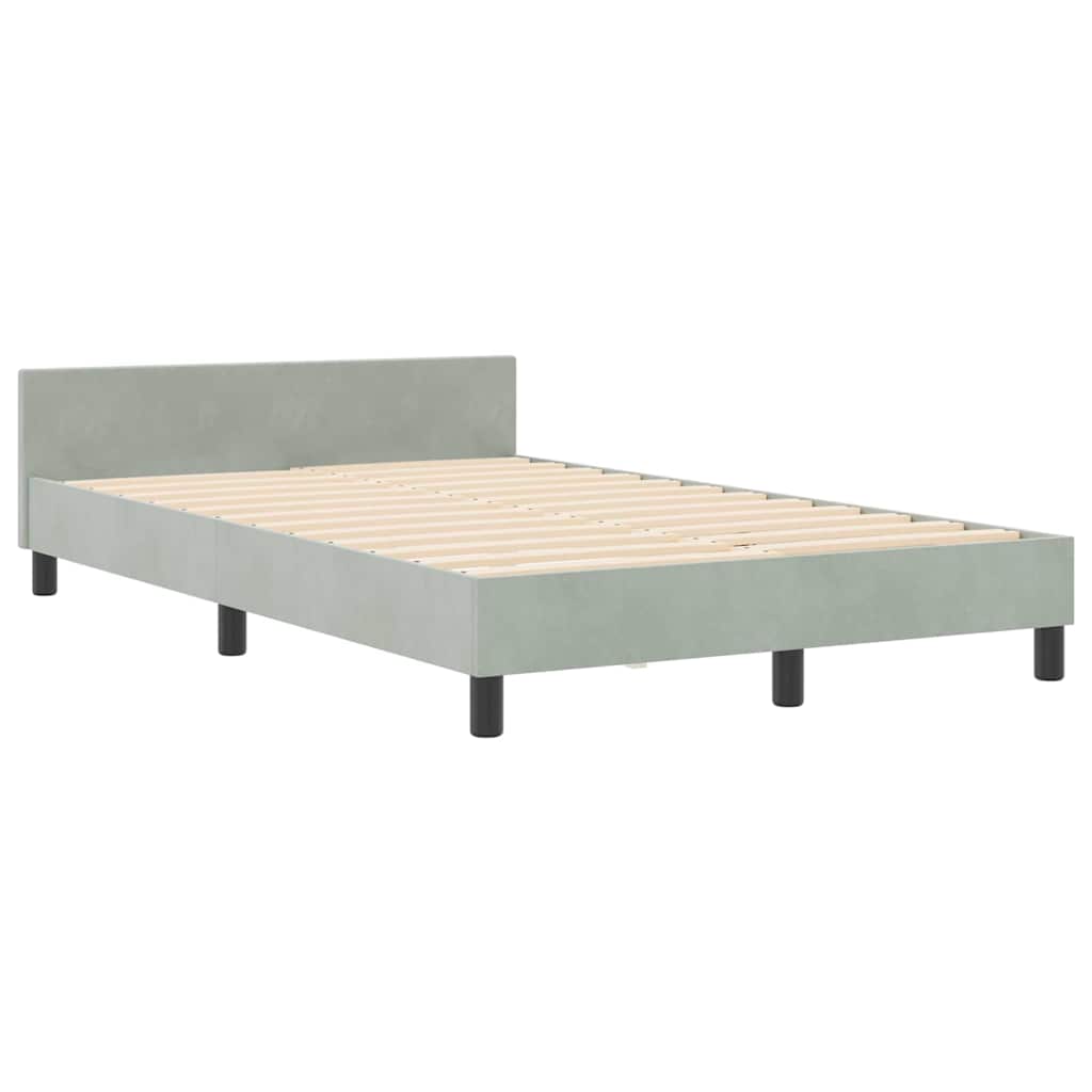 Postel S Boxspringem S Čelo Světle Šedá 120 X 200 Cm Samet